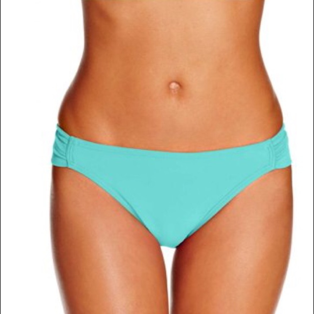 Hula Honey NEW Hipster Malibu Basic Solid Teal Side Tab NWT Bikini Bottoms